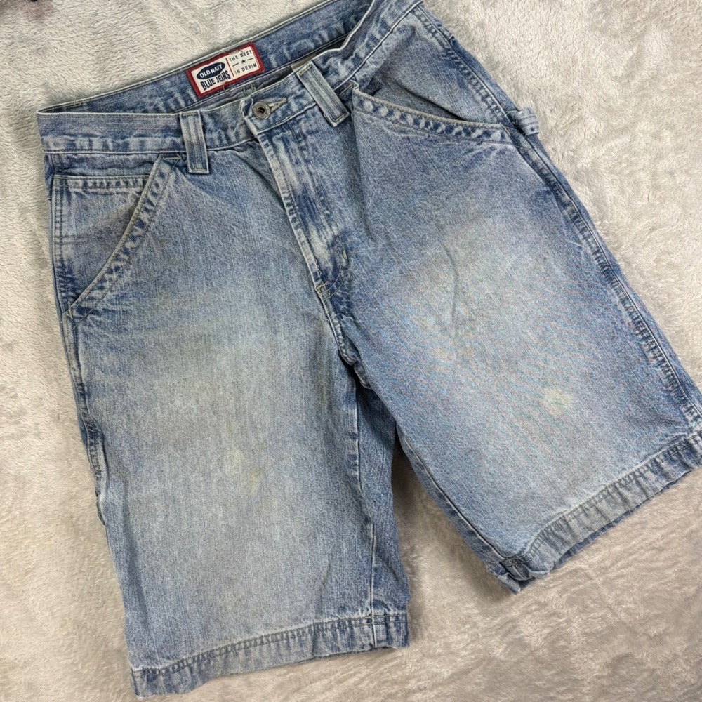 Old Navy Men's Carpenter Denim Shorts‎ Light Wash Workwear Y2K Style Sz W29